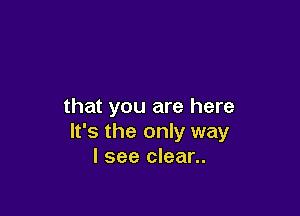 that you are here

It's the only way
I see clear..