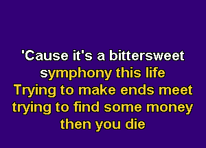 'Cause it's a bittersweet
symphony this life
Trying to make ends meet
trying to find some money
then you die