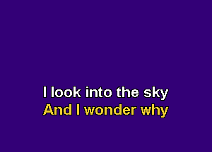 I look into the sky
And I wonder why