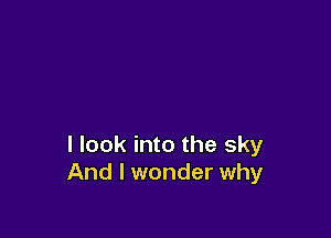 I look into the sky
And I wonder why