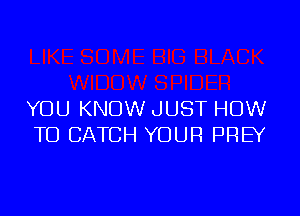 YOU KNOW JUST HOW
TO CATCH YOUR PREY