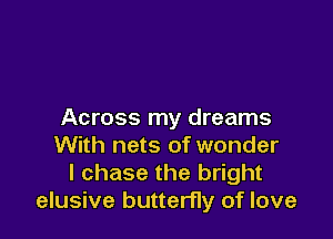 Across my dreams

With nets of wonder
I chase the bright
elusive butterfly of love