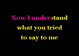 Now I understand

what you tried

to say to me