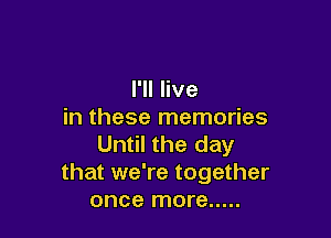 I'll live
in these memories

Until the day
that we're together
once more .....