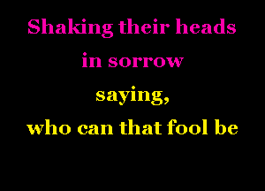 Shaking their heads
in sorrow
saying,

who can that fool be