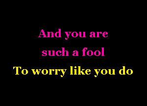 And you are

such a fool

To worry like you do