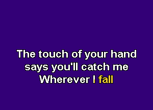 The touch of your hand

says you'll catch me
Wherever I fall