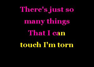 There'sjust so

many things
That I can

touch I'm torn