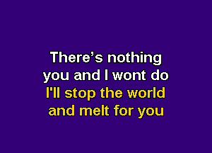 Thereos nothing
you and I wont do

I'll stop the world
and melt for you