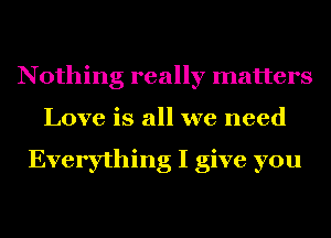 Nothing really matters
Love is all we need

Everything I give you