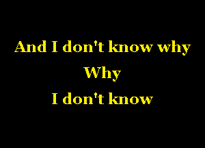 And I don't know why
Why

I don't know