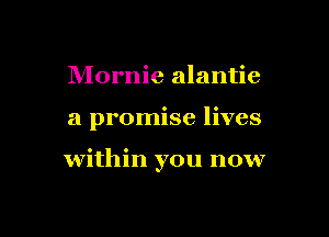 Mornie alantie

a promise lives

within you now