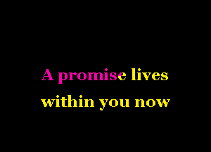 A promise lives

within you now