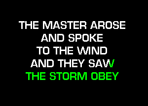 THE MASTER AROSE
AND SPOKE
TO THE WIND
AND THEY SAW
THE STORM OBEY