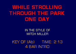 IN THE STYLE OF
MITCH MILLER

KEY OF (Ab) TIME 2'13
4 BAR INTRO