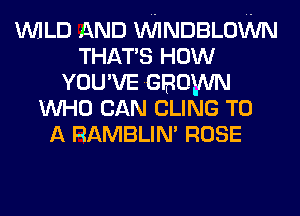 WILD AND VVINDBLOWN
THAT'S HOW
YOU'VE GROW
WHO CAN CLING TO
A RAMBLIN' ROSE