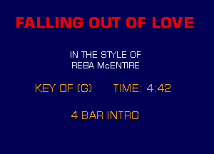 IN THE STYLE OF
REBA McENTlRE

KEY OF (G) TIMEI 442

4 BAR INTRO