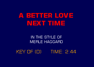 IN THE STYLE OF
MERLE HAGGAHD

KEY OF (DJ TIME 244