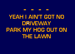 YEAH I AIN'T BUT NO
DRIVEWAY

PARK MY HOG OUT ON
THE LAWN
