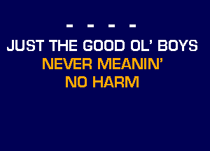 JUST THE GOOD OL' BOYS
NEVER MEANIN'

N0 HARM