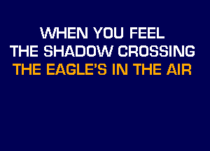 WHEN YOU FEEL
THE SHADOW CROSSING
THE EAGLE'S IN THE AIR