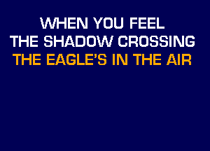 WHEN YOU FEEL
THE SHADOW CROSSING
THE EAGLE'S IN THE AIR