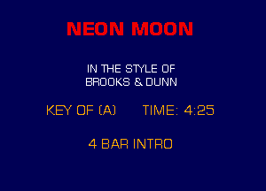 IN THE SWLE OF
BROOKS 8 DUNN

KEY OF EA) TIMEI 425

4 BAR INTRO