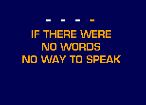 IF THERE WERE
N0 WORDS

NO WAY TO SPEAK