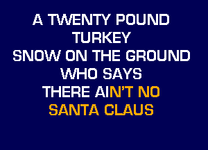 A TWENTY POUND
TURKEY
SNOW ON THE GROUND
WHO SAYS
THERE AIN'T N0
SANTA CLAUS