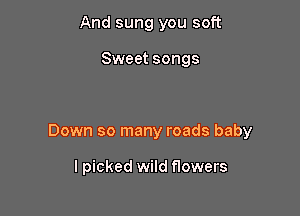 And sung you soft

Sweet songs

Down so many roads baby

I picked wild flowers