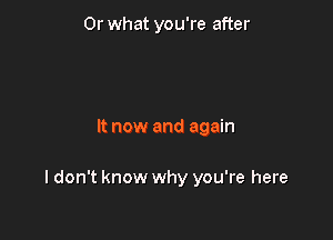 Or what you're after

It now and again

I don't know why you're here