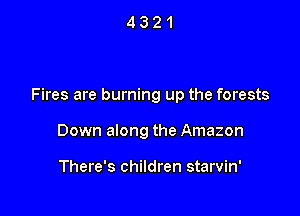 Fires are burning up the forests

Down along the Amazon

There's children starvin'