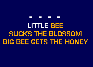 LITI'LE BEE
SUCKS THE BLOSSOM
BIG BEE GETS THE HONEY