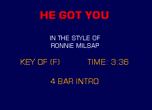 IN THE SWLE OF
RONNIE MILSAP

KEY OF EFJ TIME 3188

4 BAR INTRO
