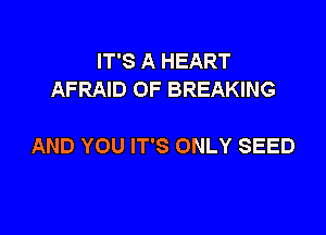 IT'S A HEART
AFRAID OF BREAKING

AND YOU IT'S ONLY SEED