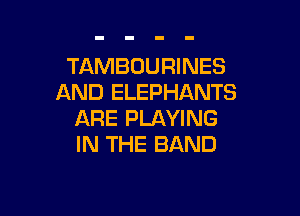 TAMBOURINES
AND ELEPHANTS

ARE PLAYING
IN THE BAND