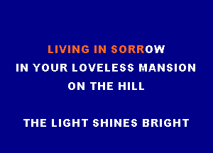 LIVING IN SORROW
IN YOUR LOVELESS MANSION
ON THE HILL

THE LIGHT SHINES BRIGHT