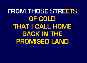 FROM THOSE STREETS
OF GOLD
THAT I CALL HOME
BACK IN THE
PROMISED LAND