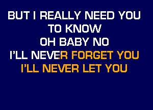 BUT I REALLY NEED YOU
TO KNOW
0H BABY N0
I'LL NEVER FORGET YOU
I'LL NEVER LET YOU