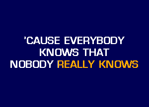 'CAUSE EVERYBODY
KNOWS THAT
NOBODY REALLY KNOWS