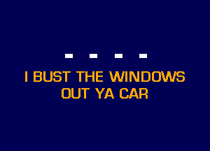 l BUST THE WINDOWS
OUT YA CAR
