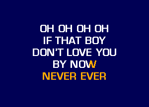 0H 0H OH OH
IF THAT BOY
DON'T LOVE YOU

BY NOW
NEVER EVER