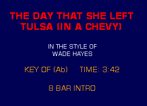 IN THE STYLE OF
WADE HAYES

KEY OF (Ab) TIME 342

8 BAR INTRO