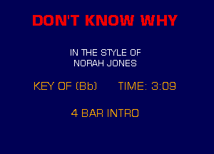 IN THE SWLE OF
NDFMH JONES

KEY OF EBbJ TIME 3109

4 BAR INTRO