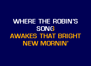 WHERE THE ROBIN'S
SONG
AWAKES THAT BRIGHT
NEW MORNIN'