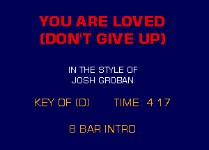 IN THE STYLE OF
JOSH GRUBAN

KEY OF EDI TIME 417

8 BAR INTRO