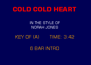 IN THE STYLE OF
NDRAH JONES

KEY OF (A) TIME13i42

8 BAR INTRO