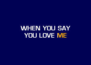 WHEN YOU SAY

YOU LOVE ME