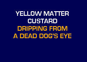 YELLOW MATTER
CUSTARD
DRIPPING FROM
A DEAD DOG'S EYE

g
