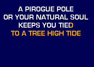 A PIROGUE POLE
0R YOUR NATURAL SOUL
KEEPS YOU TIED
TO A TREE HIGH TIDE